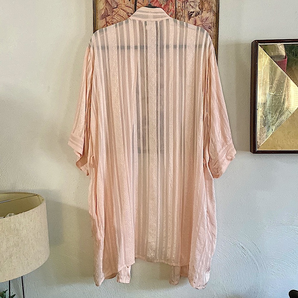 SAKS FIFTH AVENUE 100% SILK KIMONO ROBE SHORT ROBE SILK LOUNGEWEAR - Picture 9 of 13